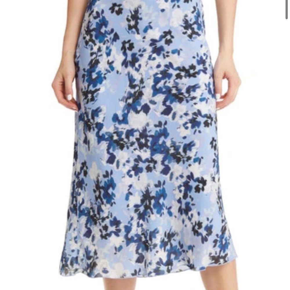 And Other Stories Blue Floral Midi Skirt